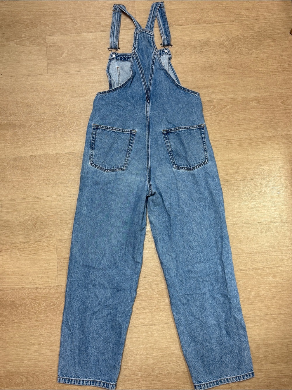 Rhythm Denim Overalls Medium Wash Straight Leg Size S - Picture 3 of 5
